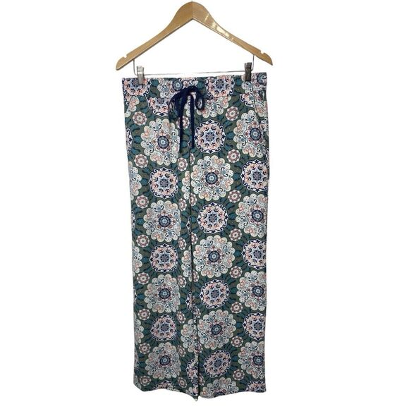 LOFT Pants - Loft Womens Size XS Floral Fluid Pants Wide Leg Elastic Waist Green Multicolor